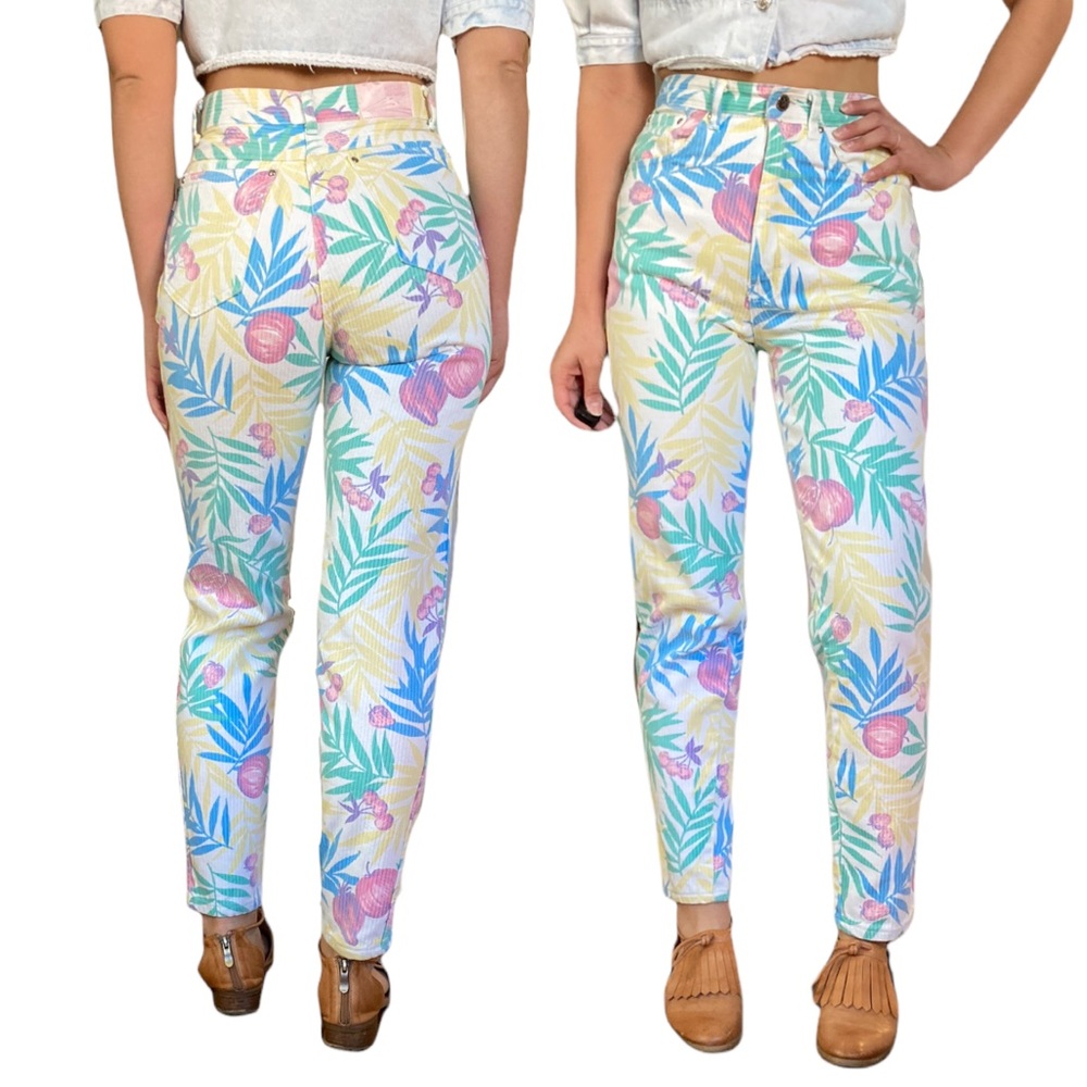 Vintage 80s Gitano Fruit Print High Rise Jeans